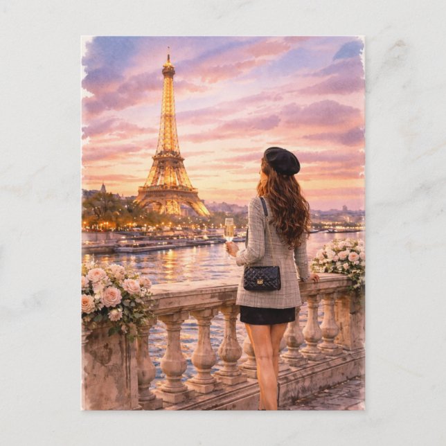 Tarjeta postal de la Torre Eiffel de París (Anverso)