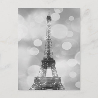Tarjeta postal de la Torre Eiffel, negro y blanco,