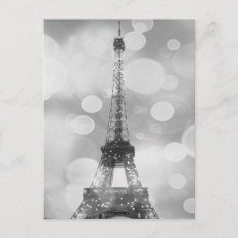Tarjeta postal de la Torre Eiffel, negro y blanco,