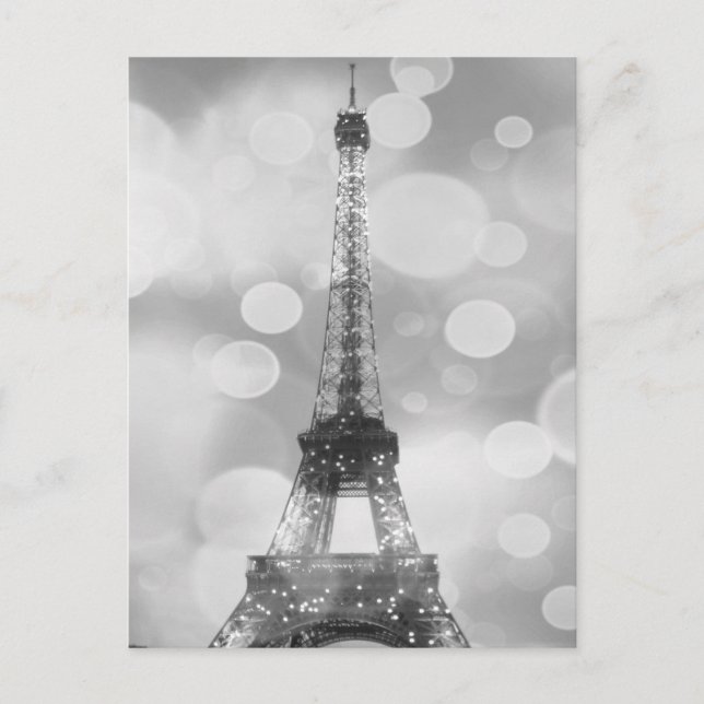 Tarjeta postal de la Torre Eiffel, negro y blanco, (Anverso)