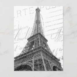 Tarjeta postal de la Torre Eiffel, negro y blanco,