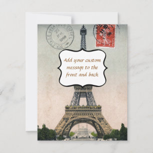 Tarjeta postal de la Torre Eiffel Vintage