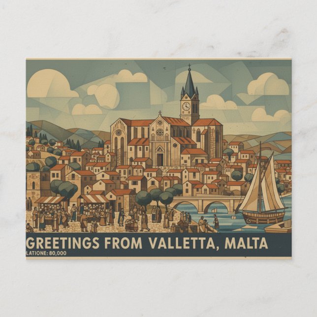 Tarjeta postal de La Valeta Malta  (Anverso)