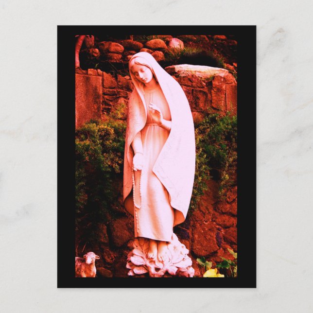 Tarjeta postal de la Virgen María rosa alterada (Anverso)