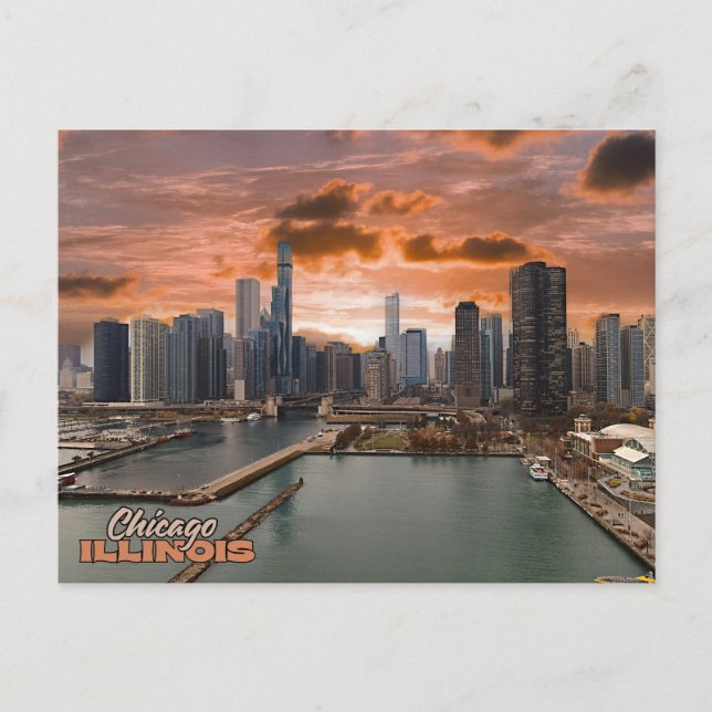 Tarjeta postal de la vista de Chicago Illinois dur (Anverso)