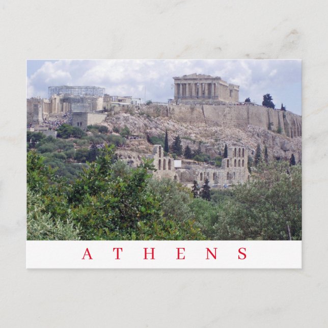 tarjeta postal de la vista de la Acrópolis de Aten (Anverso)