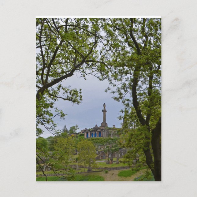 Tarjeta postal de la vista de la necrópolis de Gla (Anverso)