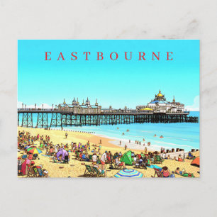 tarjeta postal de la vista del muelle de Eastbourn