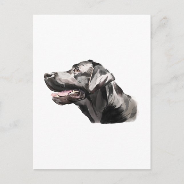 Tarjeta Postal de Labrador Retriever, Acuarela Hec (Anverso)