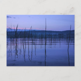 Tarjeta postal de lago sereno y brumoso después de