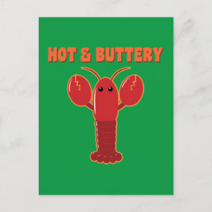 Tarjeta postal de langosta caliente y con mantequi