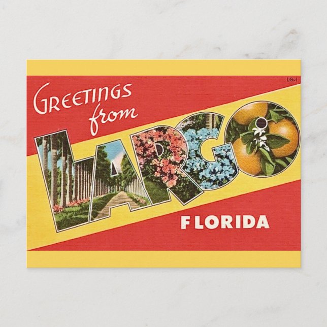 Tarjeta postal de Largo Florida (Anverso)