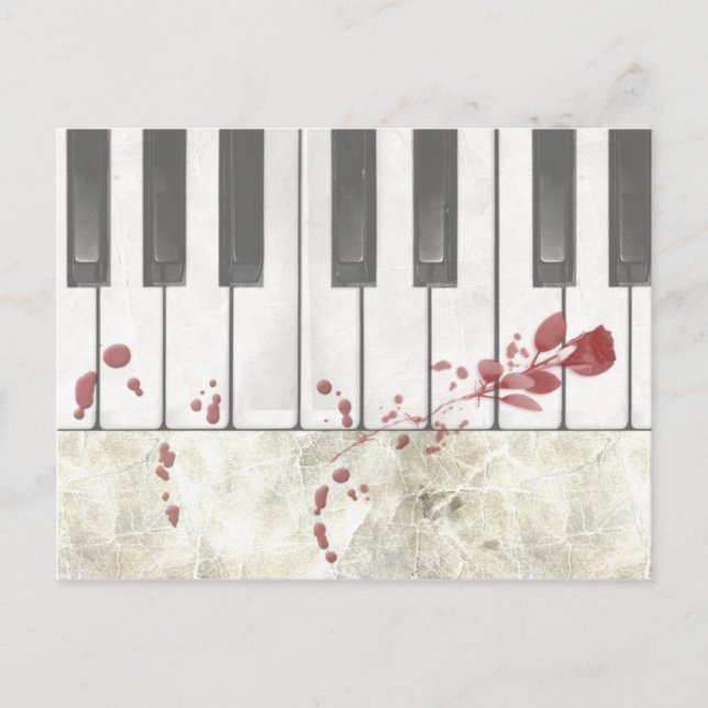 Tarjeta postal de las claves de piano manchadas de (Anverso)