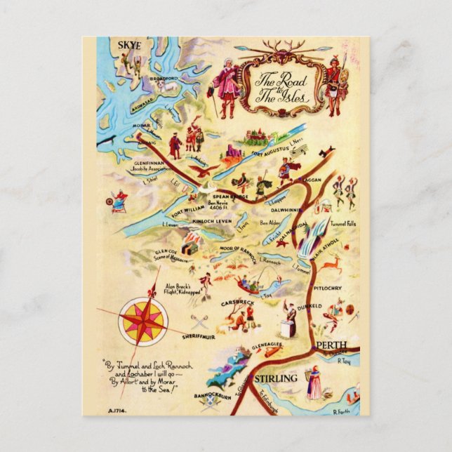 Tarjeta postal de las Islas de Escocia (Anverso)