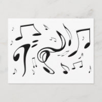 Tarjeta postal de las notas musicales de torsión