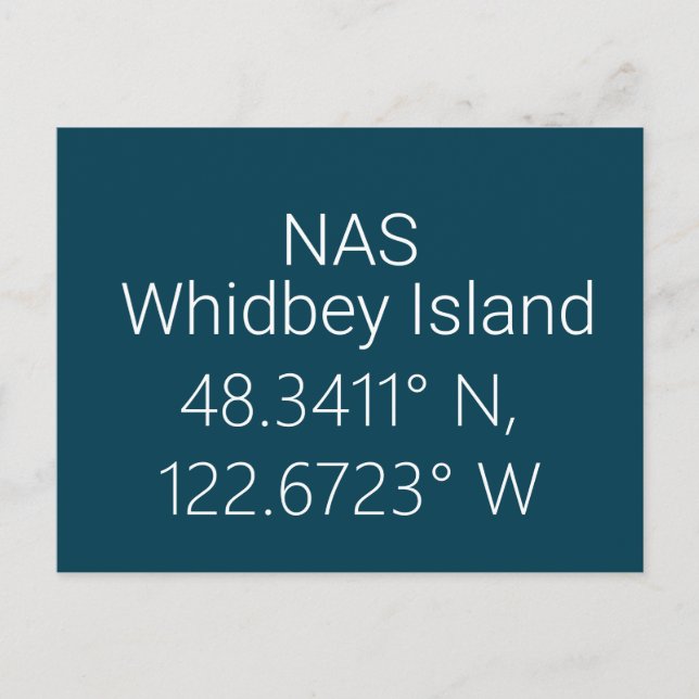 Tarjeta postal de latitud y longitud de NAS Whidbe (Anverso)