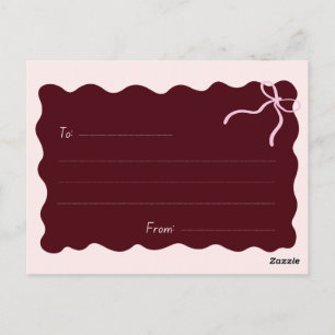 Tarjeta Postal de Lazo Burgundy Minimalista Eleg