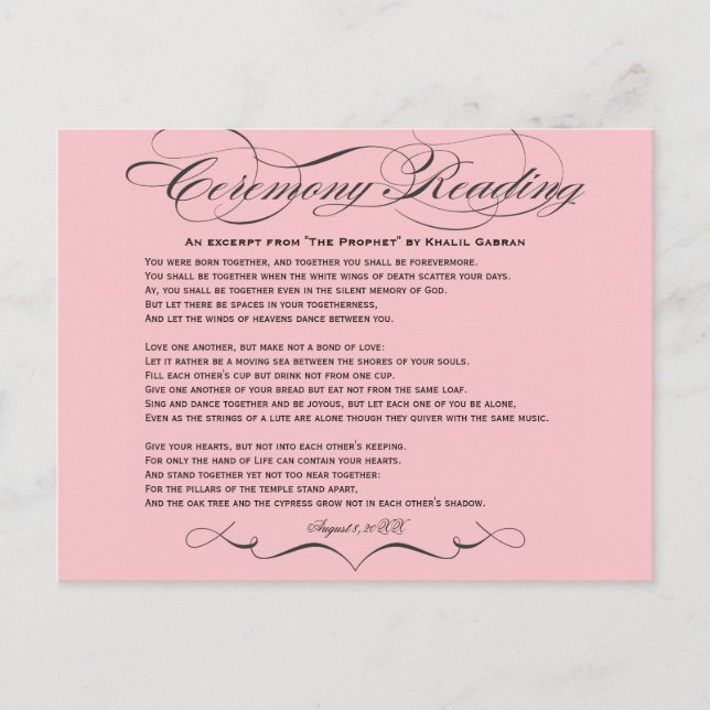 Tarjeta postal de lectura de ceremonias (Anverso)