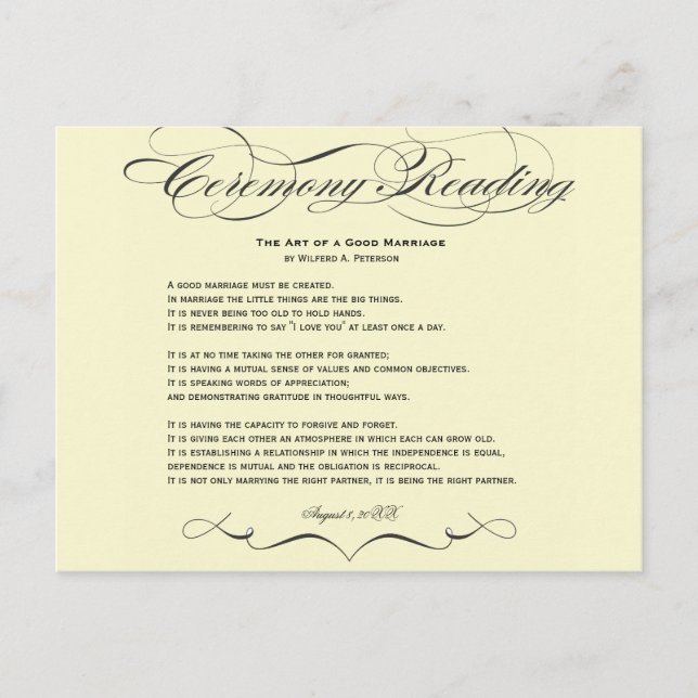 Tarjeta postal de lectura de ceremonias (Anverso)