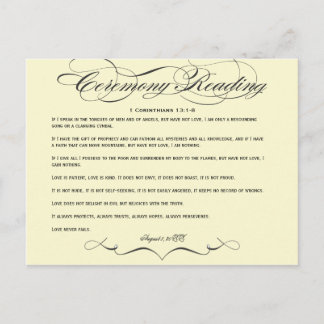 Tarjeta postal de lectura de ceremonias