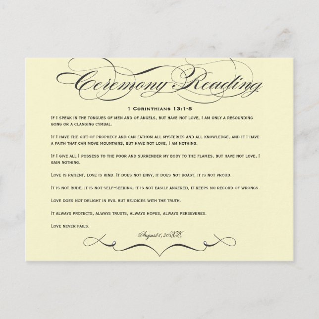 Tarjeta postal de lectura de ceremonias (Anverso)