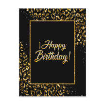 Tarjeta Postal de Leopardo de Oro Negro y Joya