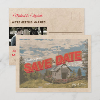 Tarjeta postal de letra de bloque vintage para gua