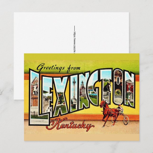 Tarjeta postal de Lexington Kentucky (Anverso / Reverso)
