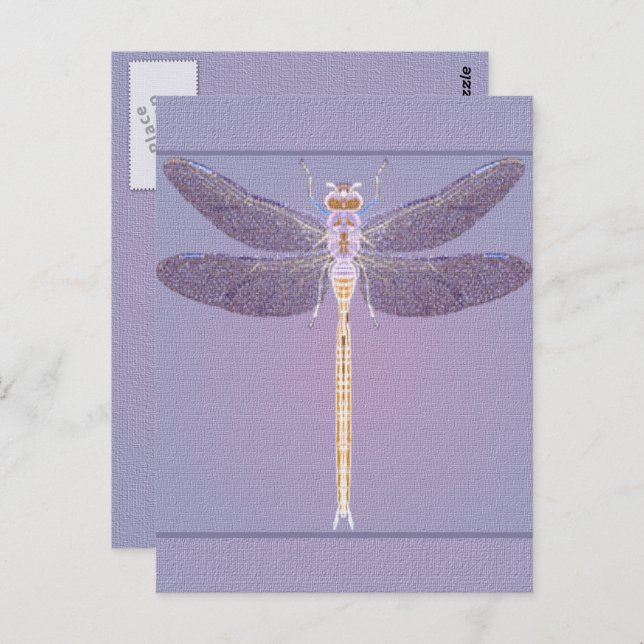 Tarjeta postal de libélula violeta (Anverso / Reverso)