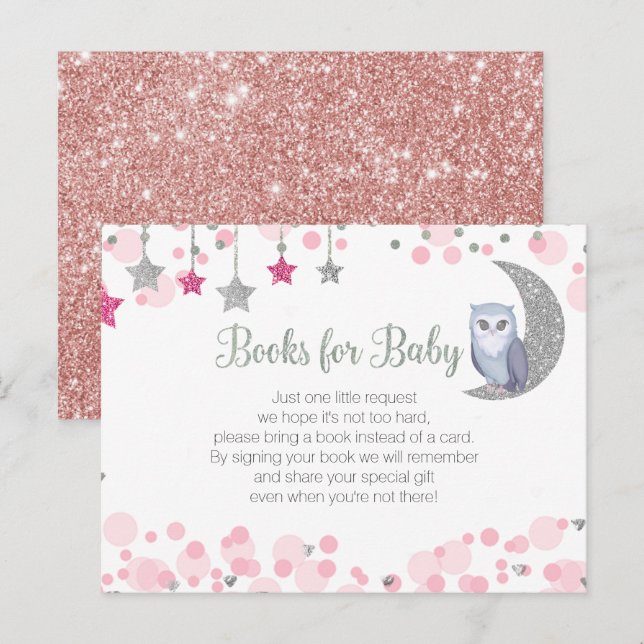 Tarjeta postal de libros Baby Shower rosa sobre la (Anverso / Reverso)