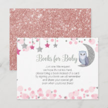 Tarjeta postal de libros Baby Shower rosa sobre la