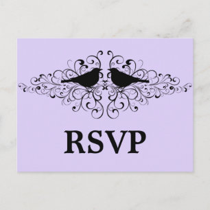 Tarjeta postal de Lilac Love Bird Swirls RSVP