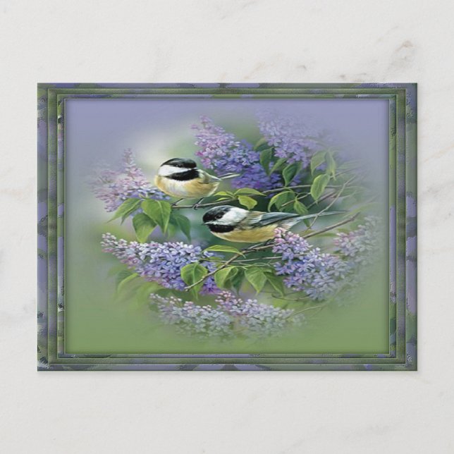 Tarjeta postal de Lilacs y Aves (Anverso)