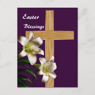 Tarjeta postal de Lilies y Cross Easter