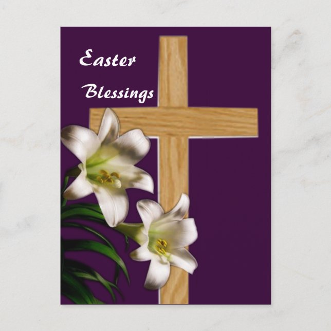 Tarjeta postal de Lilies y Cross Easter (Anverso)