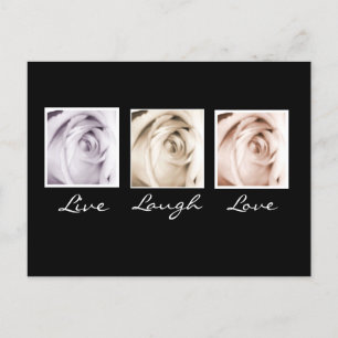 Tarjeta postal de Live, Laugh, Love 3 rosas