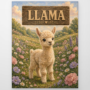 Tarjeta Postal de Llama Bebé Lindo Libro de Cuento