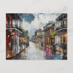 Tarjeta postal de lluvia del Barrio Francés