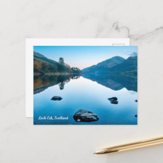Tarjeta postal de Loch Eck en azul, Escocia