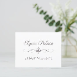 Tarjeta postal de longitud del Elysée Palace Latit