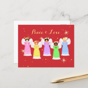 Tarjeta postal de los ángeles de cosecha de navida