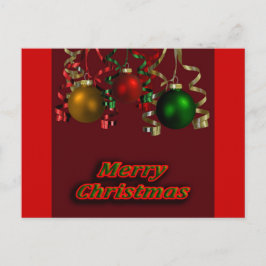 Tarjeta postal de los bulbos y cintas de navidad