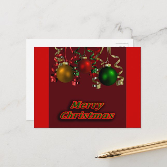 Tarjeta postal de los bulbos y cintas de navidad (Anverso/Reverso In Situ)