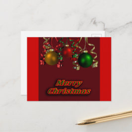Tarjeta postal de los bulbos y cintas de navidad