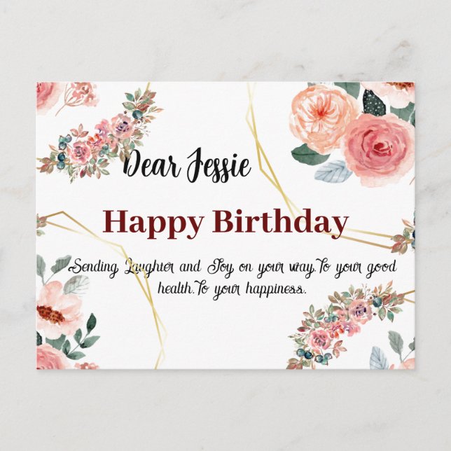 Tarjeta postal de los deseos de cumpleaños (Anverso)