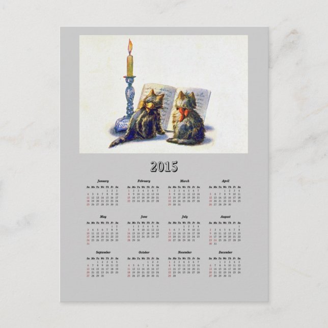 Tarjeta postal de los gatos de época 2015