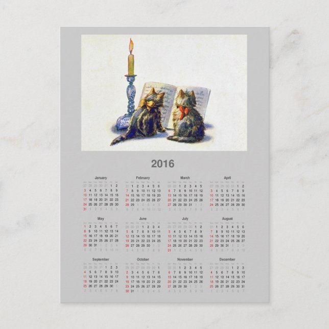 Tarjeta postal de los gatos de época 2016 (Anverso)