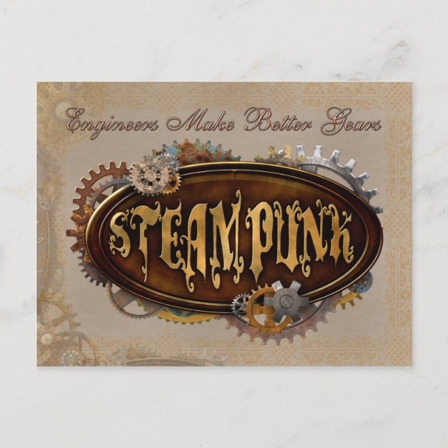 Tarjeta postal de los ingenieros de Steampunk (Anverso)