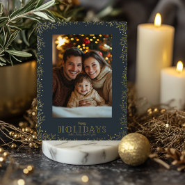 Tarjeta postal de los Navidades de Gold and Navy H