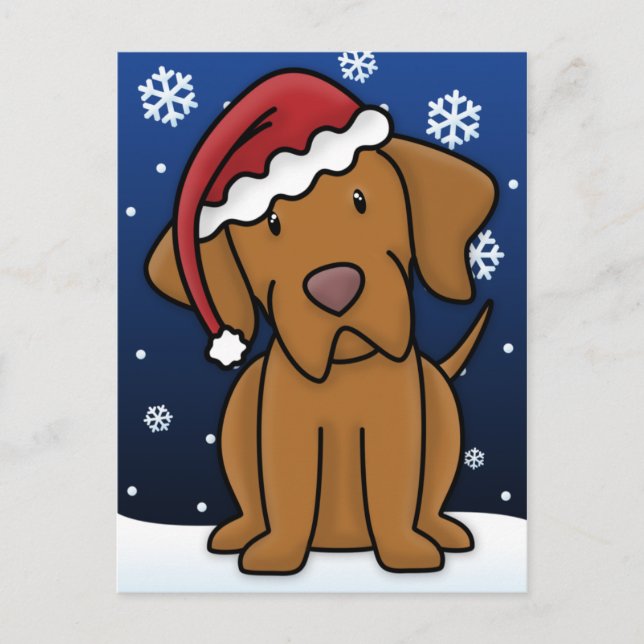 Tarjeta postal de los Navidades de Kawaii Vizsla (Anverso)